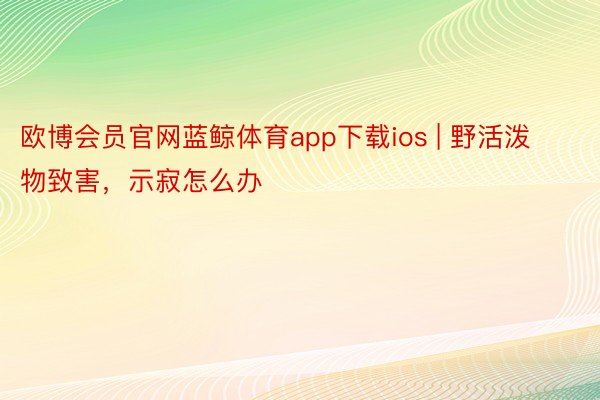 欧博会员官网蓝鲸体育app下载ios | 野活泼物致害，示寂怎么办