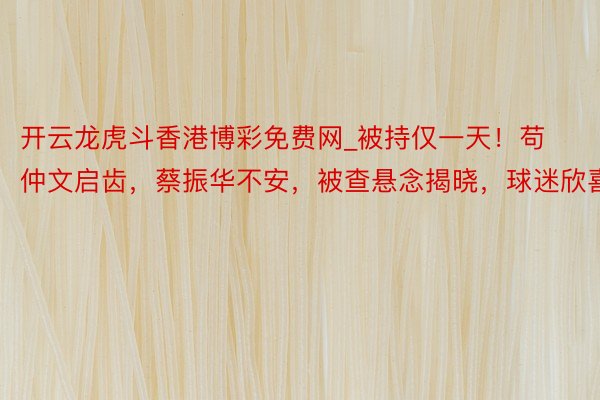 开云龙虎斗香港博彩免费网_被持仅一天！苟仲文启齿，蔡振华不安，被查悬念揭晓，球迷欣喜