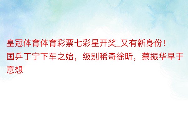 皇冠体育体育彩票七彩星开奖_又有新身份！国乒丁宁下车之始，级别稀奇徐昕，蔡振华早于意想