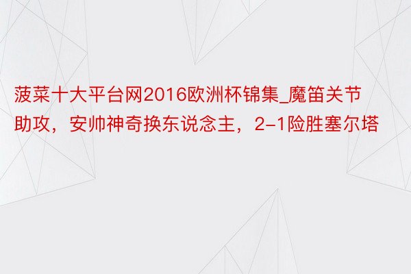 菠菜十大平台网2016欧洲杯锦集_魔笛关节助攻，安帅神奇换东说念主，2-1险胜塞尔塔