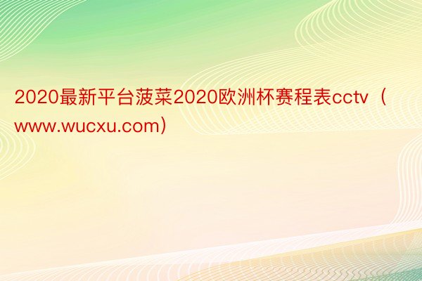 2020最新平台菠菜2020欧洲杯赛程表cctv（www.wucxu.com）